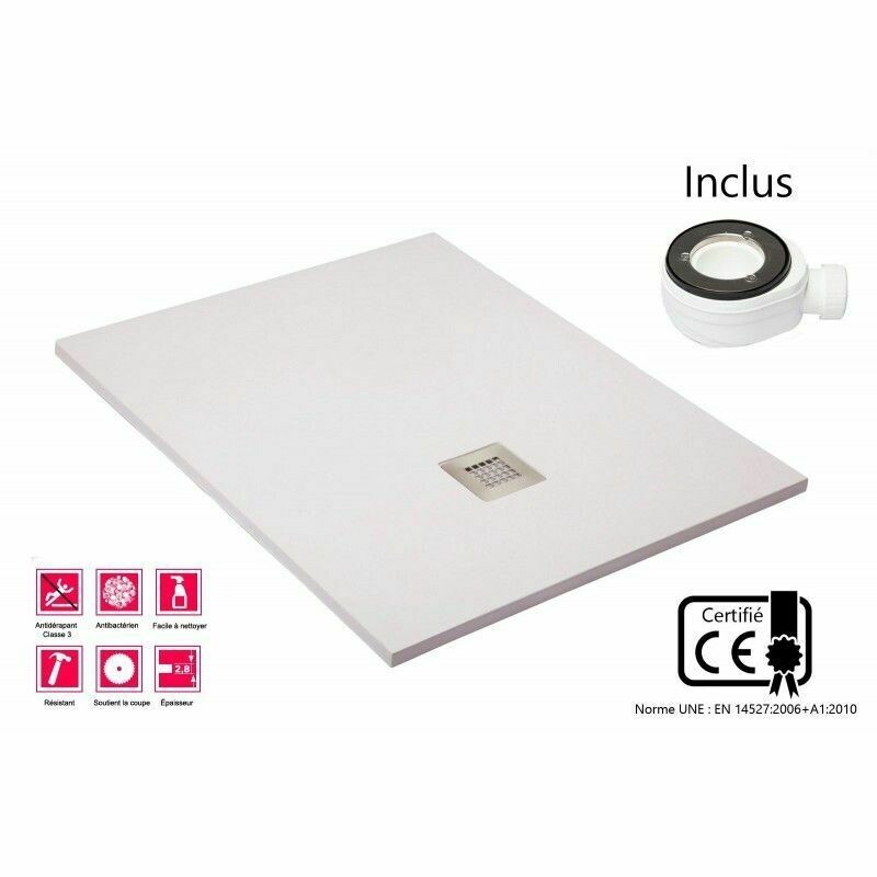 Receveur minéral blanc largeur 90 cm