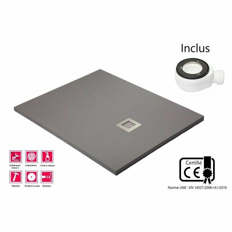 Receveur minéral Gris largeur 90 cm
