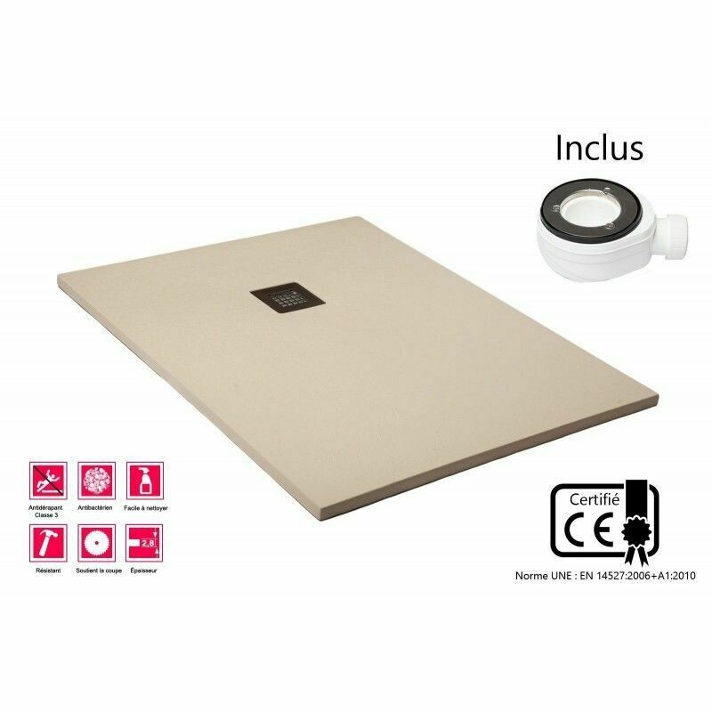 Receveur minéral Beige largeur 90 cm