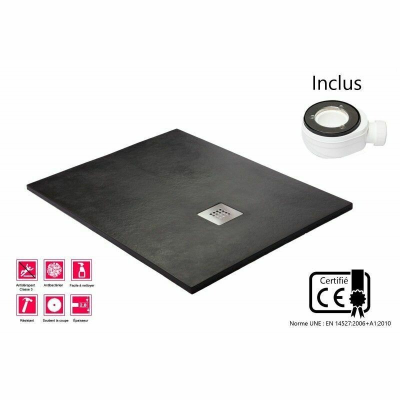 Receveur minéral Noir largeur 80 cm Receveur minéral Noir largeur 80 cm