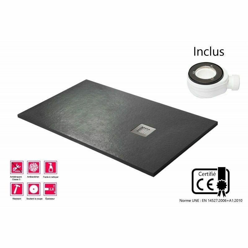 Receveur minéral Ardoise largeur  80 cm