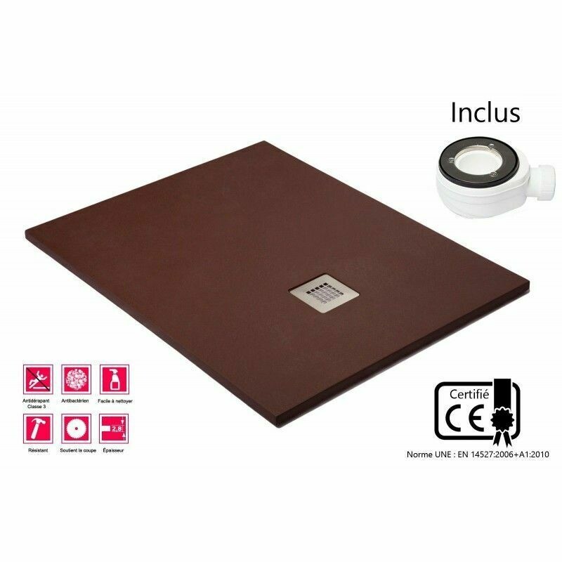 Receveur minéral Chocolat largeur 80 cm Receveur minéral Chocolat largeur 80 cm
