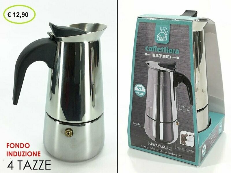 CAFFETTIERA INOX INDUZIONE 4 TAZZE
