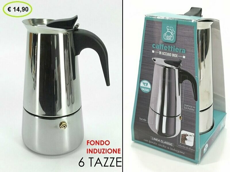 CAFFETTIERA INOX INDUZIONE 6 TAZZE
