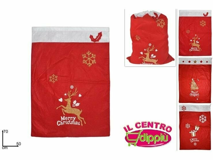 SACCO REGALO NATALIZIO 50X70 CM 3 ASS HY19049