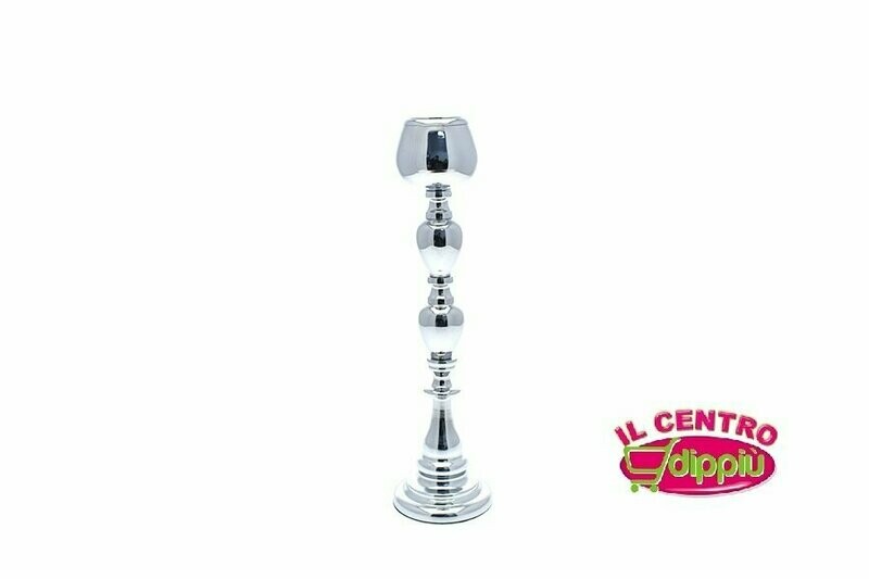 PORTACANDELA D14X37.5CM ARGENTO