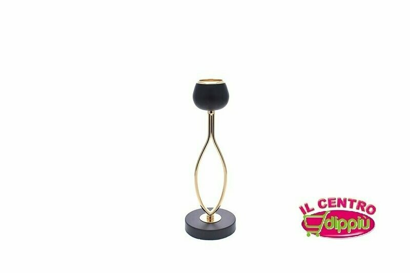 PORTACANDELA  D12X35CM NERO/ORO