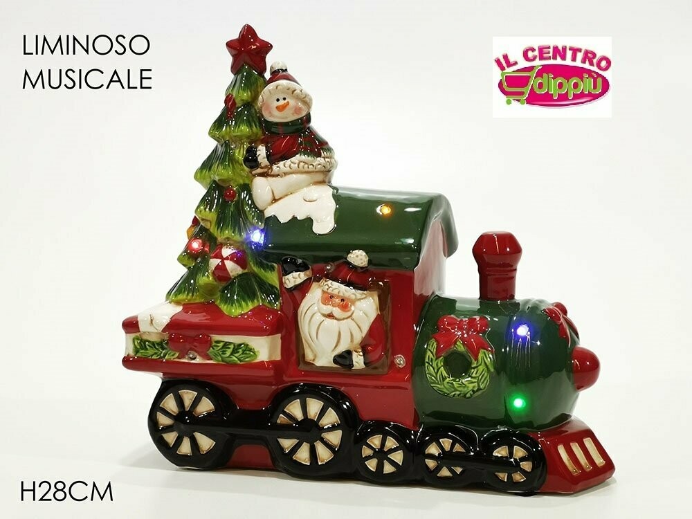 TRENO NATALE CON LUCI E MUSICA H27CM
