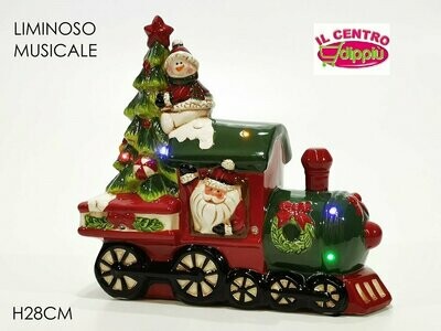 TRENO NATALE CON LUCI E MUSICA H27CM