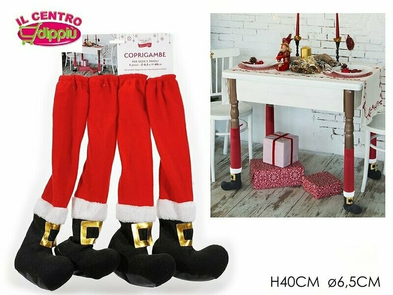 SET 4 COPRIGAMBE  TAVOLO 10X40CM BABBO NATALE