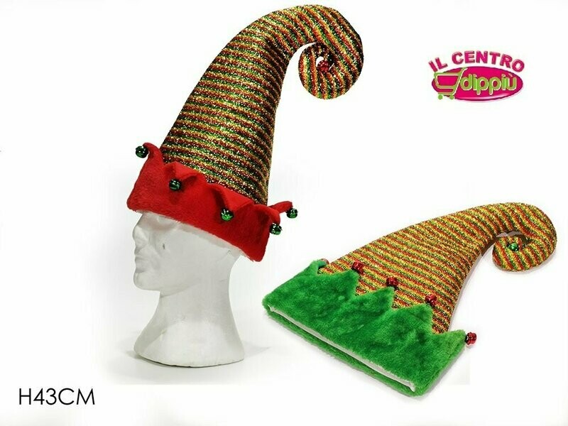 CAPPELLO ELFO CON CAMPANELLA  H43cm 2ASS