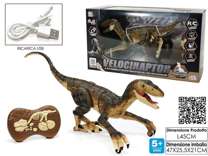 DINOSAURO VELOCIRAPTOR  R/C 4FUNZIONI LUCI E SUONI