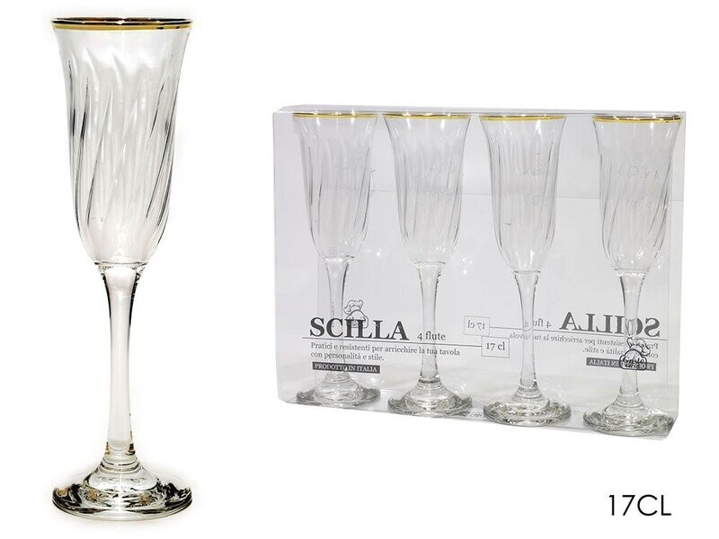 SET 4 FLUTE FILO ORO 17 CL