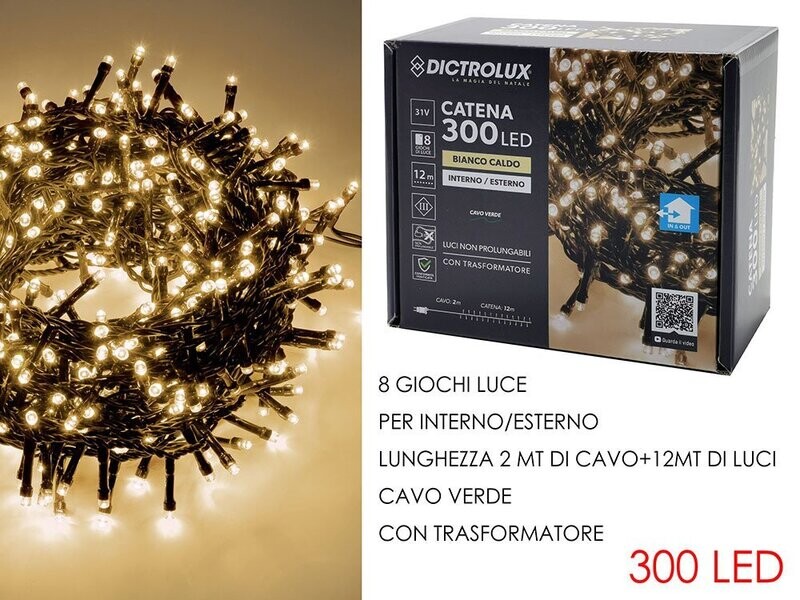 LUCI 300 LED BIANCO CALDO X EST. PROG.