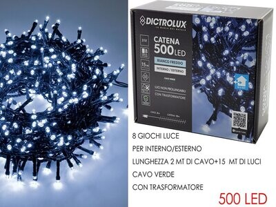 LUCI 500 LED BIANCO GHIACCIO X EST. PROG