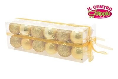 BOX 24 SFERE 6CM PERLATO/GLITTER ORO