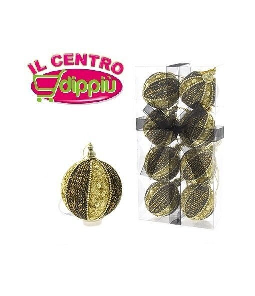 BOX 8 SFERE 7CM DEC.7 NERO/ORO