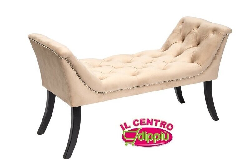 PANCA VELLUTO CON BRACCIOLI . CM 117*43.5*63 COL. CHAMPAGNE