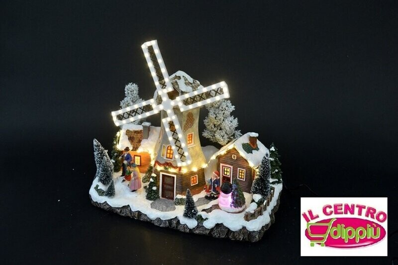 MULINO A VENTO CON LUCI SUONI E MOVIMENTO 24V