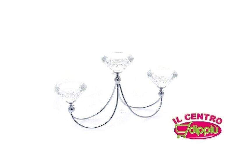 CANDELABRO 3 CANDELE 26.5X6.5X13CM ARGENTO