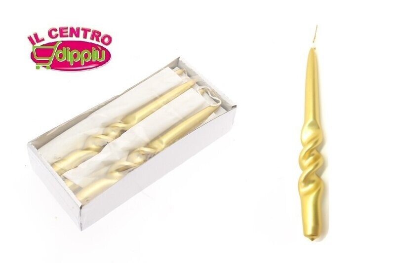 CANDELA TORTIGLIONE  23,5X2,2CM ORO METALLIZZATO - BIANCA