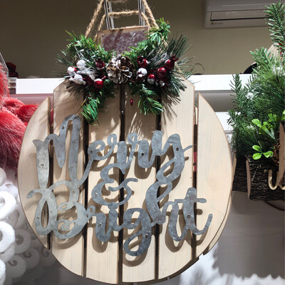APPENDINO PALLA LEGNO MERRY CHRISTMS METALLO