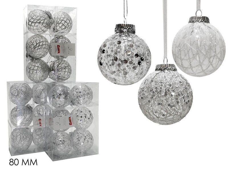 SET 6 PALLE 80MM BIANCO/SILVER 3ASS.