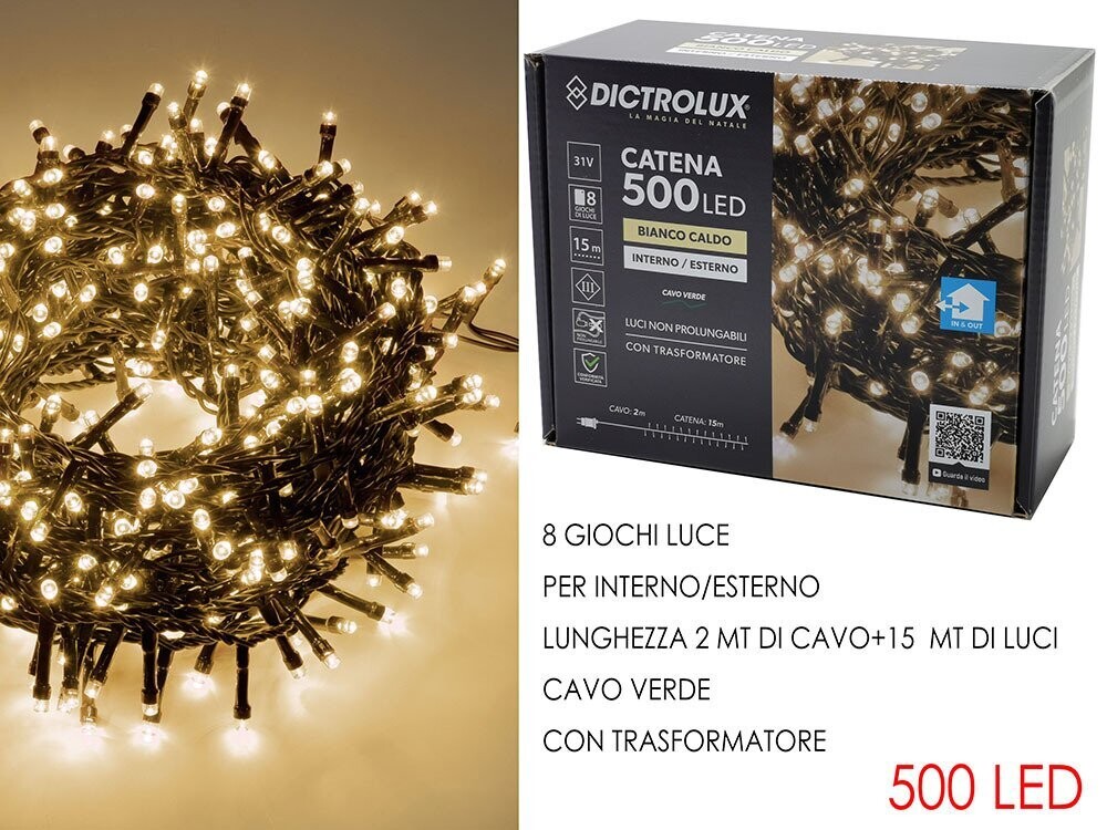 LUCI  500 LED BIANCO CALDO PER ESTERNO PROGRAMMABILI