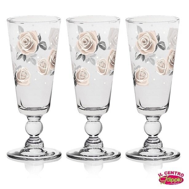 TRIS CALICE  FLUTE DARLING ROSE CC
