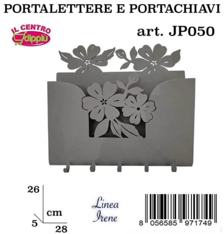 PORTALETTERE + PORTACHIAVI METALLO TORTORA