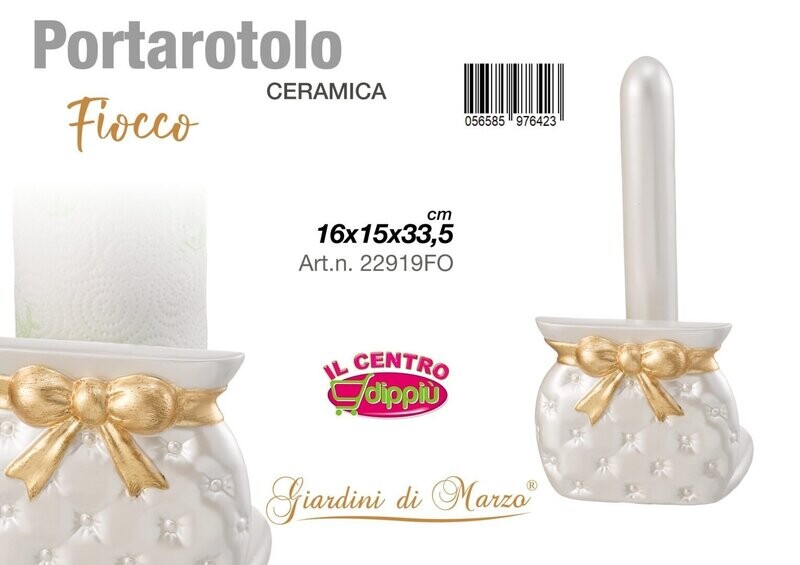 PORTAROTOLO FIOCCO PERLATO FOGLIA ORO