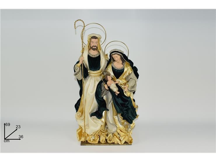 NATIVITA' 69CM SACRA FAMIGLIA CON VELLUTO VERDE
