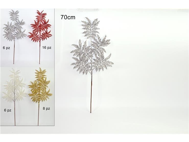 RAMO CON FOGLIE GLITTERATE CM 70   4 COL.ASS.  P36