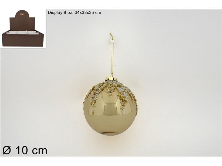 PALLA VETRO 10 CM LUCIDA C/PERLINE ORO YQW5514-2LB