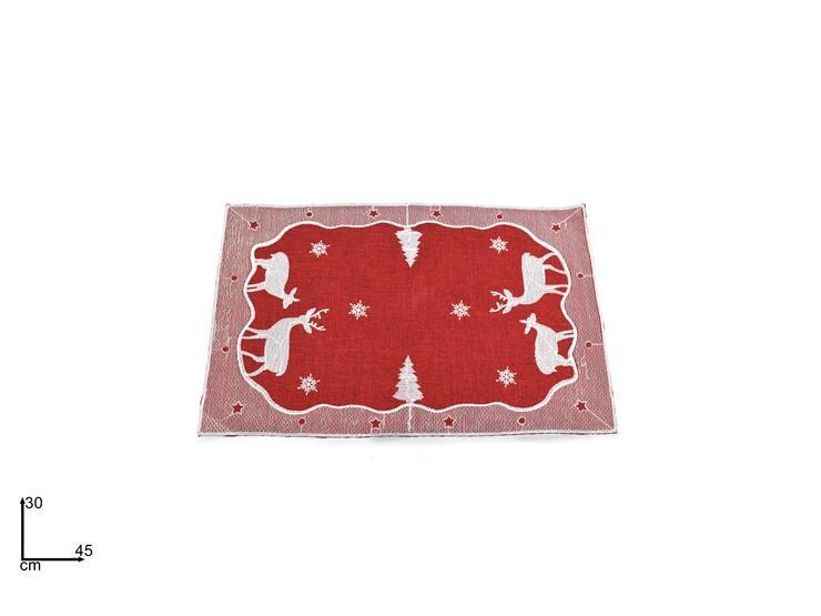 TOVAGLIETTA 30x45 RICAMATA C/DECORO RENNA ROSSA