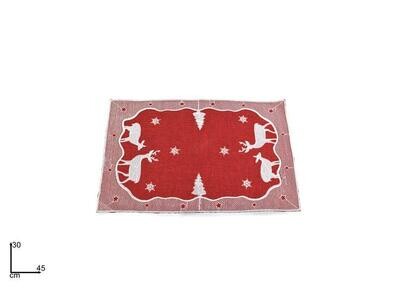 TOVAGLIETTA 30x45 RICAMATA C/DECORO RENNA ROSSA