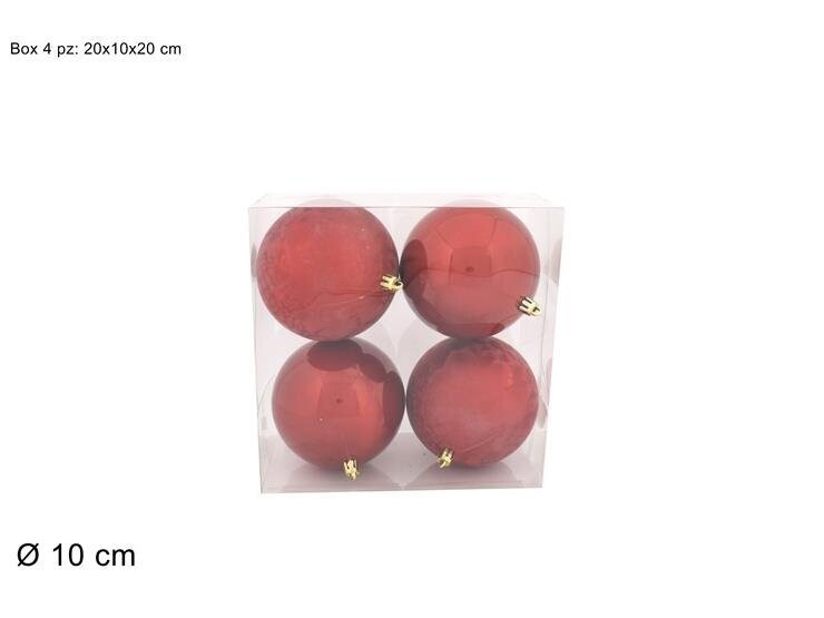 PALLE 10CM 4PZ PERLATA/SATINATA ROSSO SF8460-RED