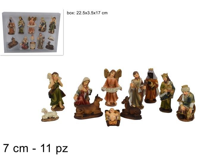 NATIVITA' 11 PEZZI 7CM COL CHIARO PVC BOX EU00374-