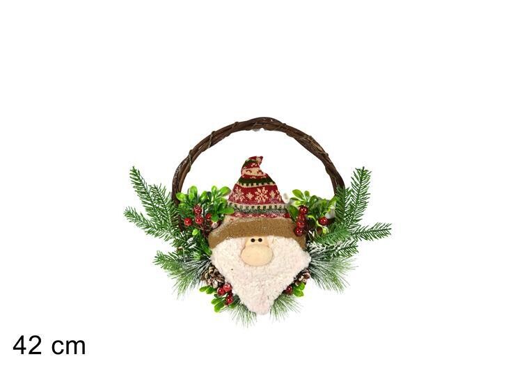 DIETROPORTA VISO BABBO NATALE C/BACCHE 42 CM 21028