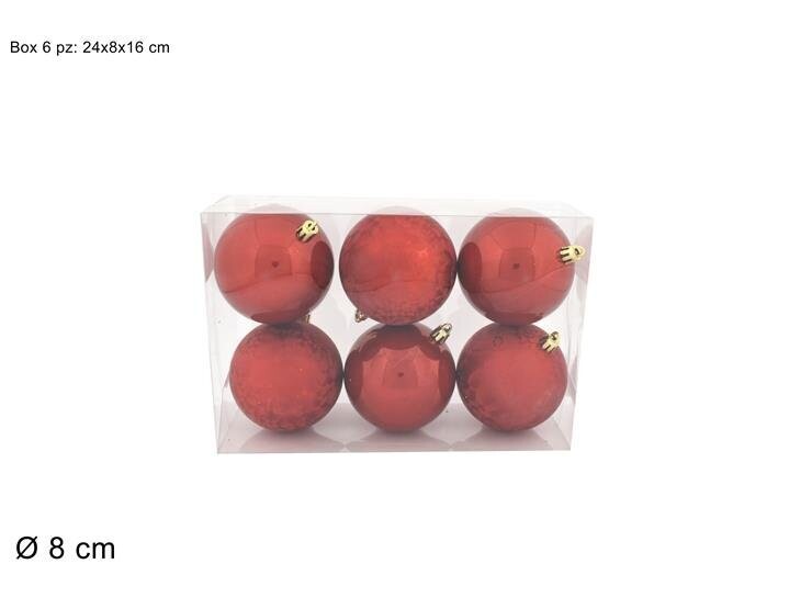 PALLE 8CM 6PZ PERLATA/SATINATA ROSSO SF5720-RED