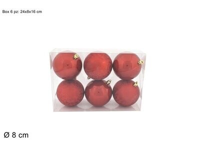 PALLE 8CM 6PZ PERLATA/SATINATA ROSSO SF5720-RED