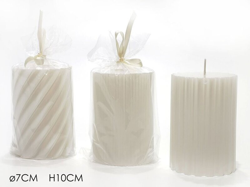 CANDELA CILINDRO Ø7XH10CM BIANCO P.3ASS