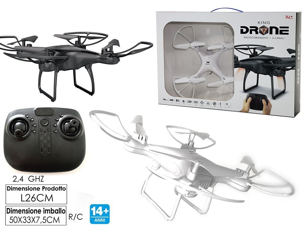 KING DRONE R/C 2.4GHZ 6 CANALI CON LUCI LED