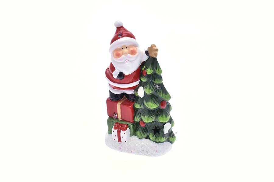 BABBO NATALE CON ALBERO E LED 11X7X20CM ROSSO