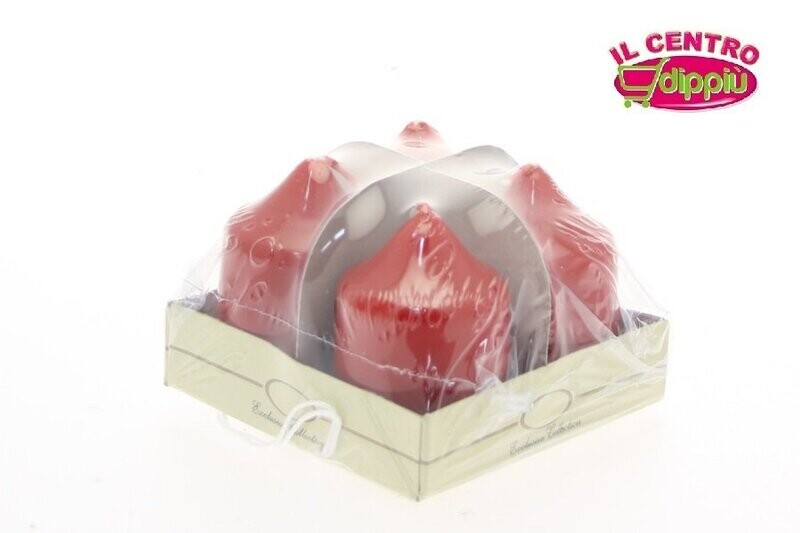 SET 4PZ CANDELA 6X4CM COL ROSSO