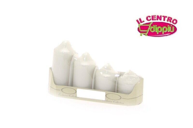 SET 4PZ CANDELA 12/10/8/7X5CM COL BIANCO