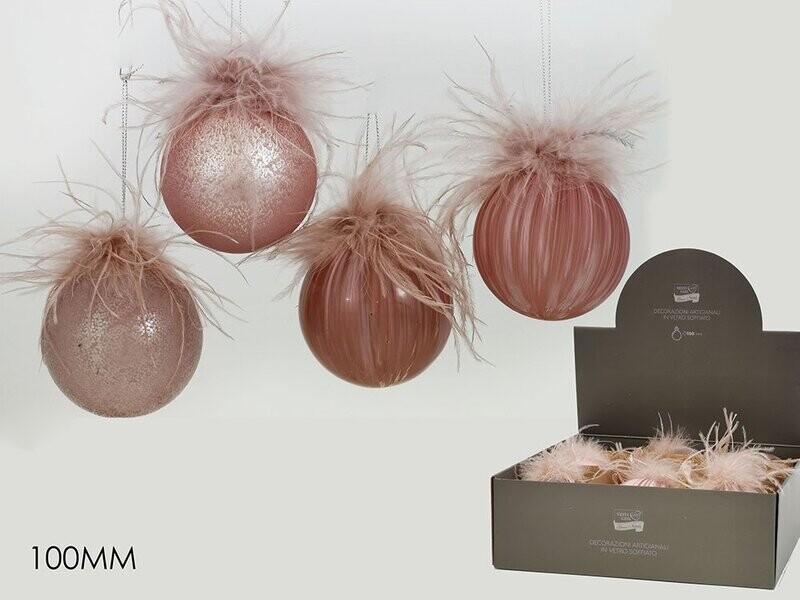 PALLA VETRO 100MM ROSA 4ASS DIS