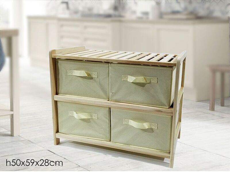 MOBILETTO CON 4 CASSETTI CM 59X28X50CM BEIGE