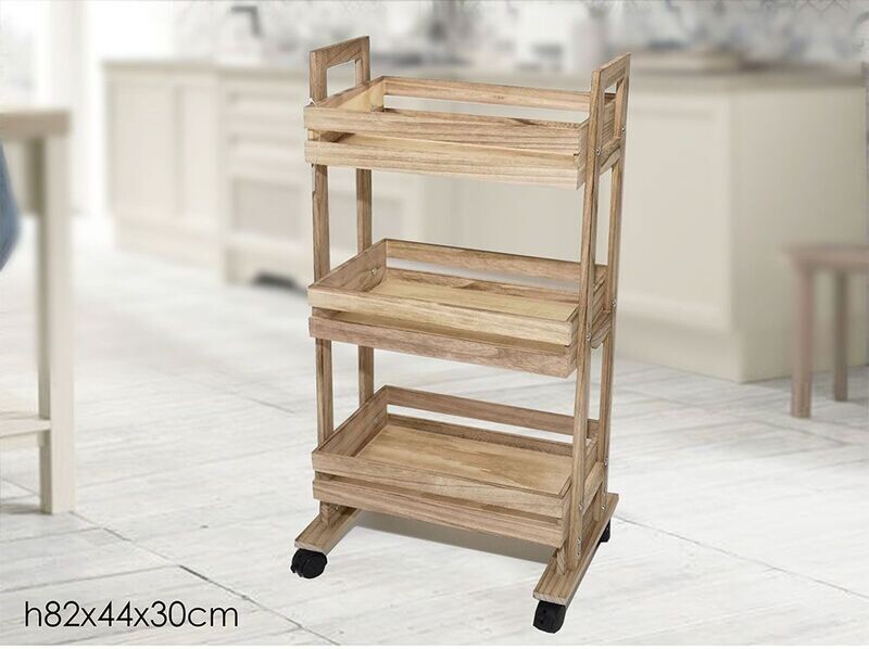 CARRELLO 3 RIPIANO CON MANIGLIE CM44X30XH82CM LEGNO CARRELLO 3 RIPIANO CON MANIGLIE CM44X30XH82CM LEGNO