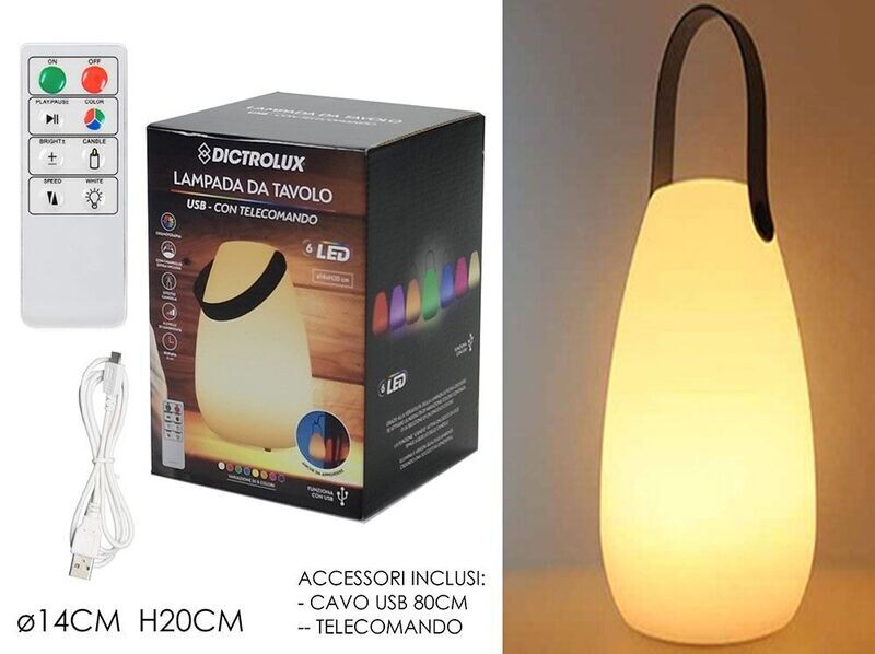 LAMPADA LED RICAR. CON CAVO USB E TELECOMANDO
